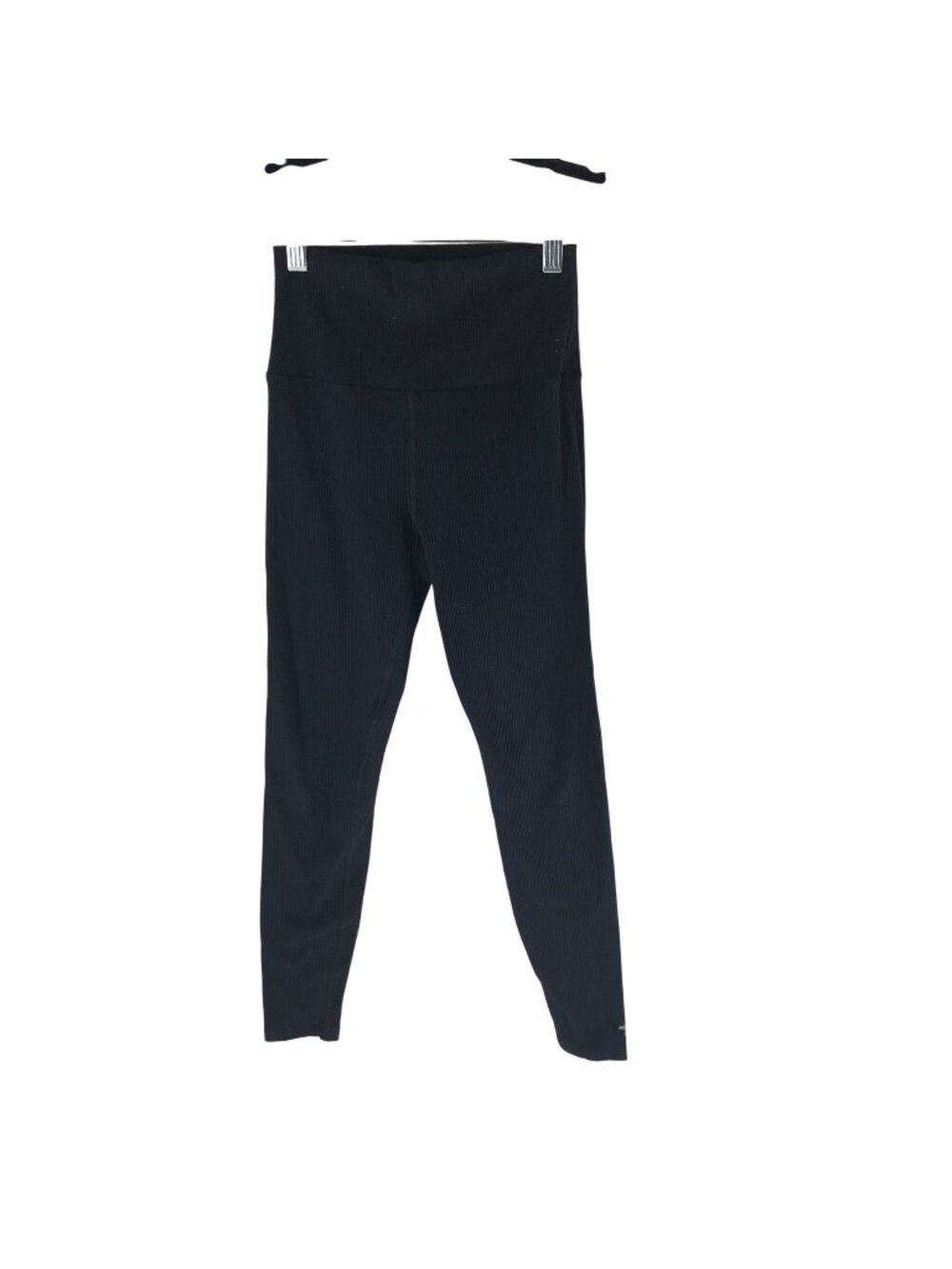 Running Bare High-Waisted Black Leggings Ribbed USA 4/6 Nylon Blend